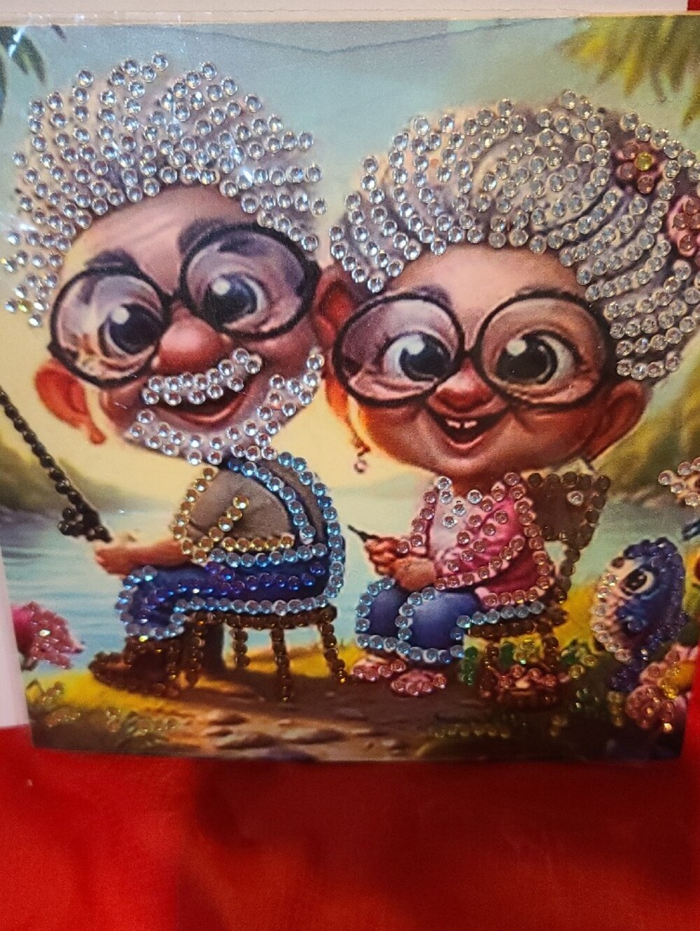 Whimsical Grandparents Diamond Art TWO Greeting Cards- NWT - Picture 7 of 7